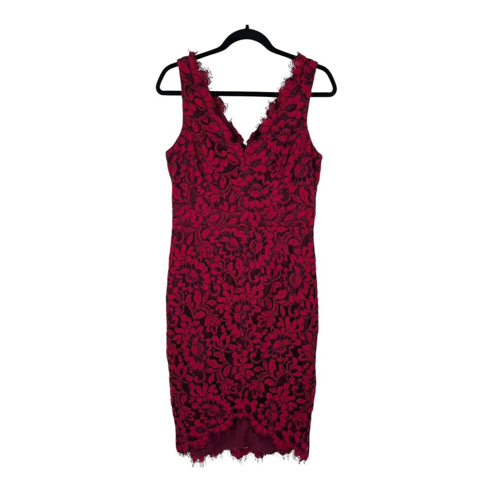 Eliza J Dress v neck lace sleeveless sheath pink size 8